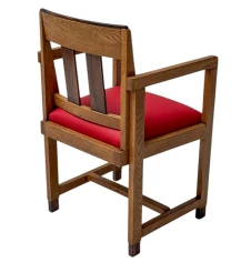 Art Deco Modernist Armchair with Red Leather Seat, 1920s